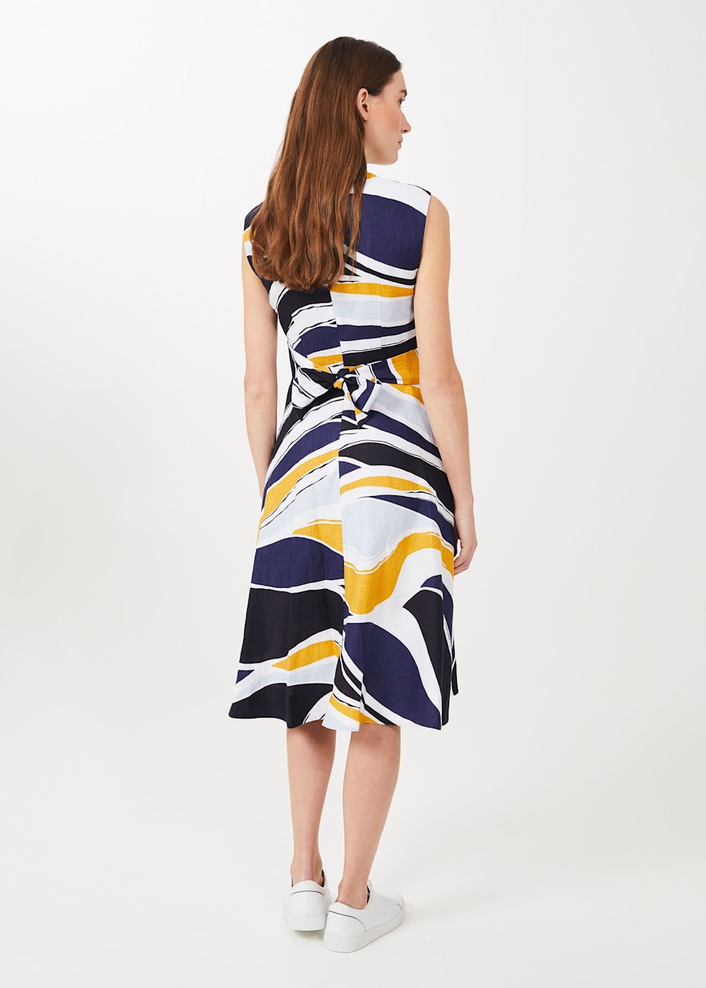 Womens blue midi linen dress 5747