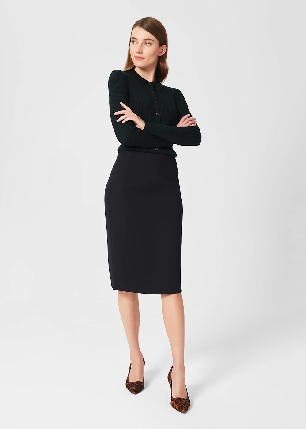 Hobbs navy pencil skirt discount