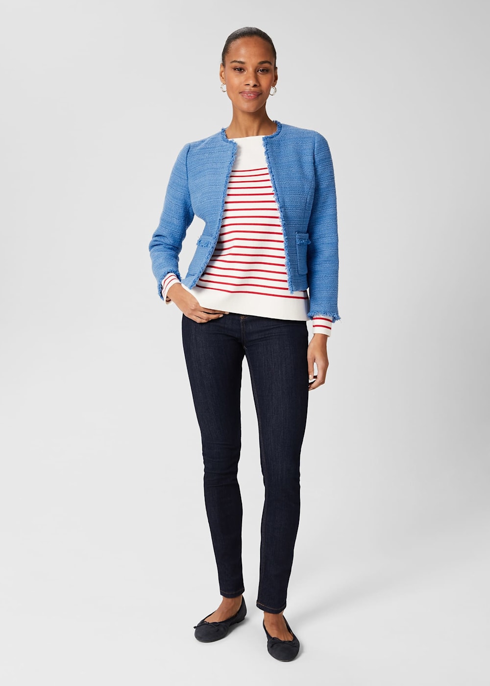 Blue boucle jacket hotsell