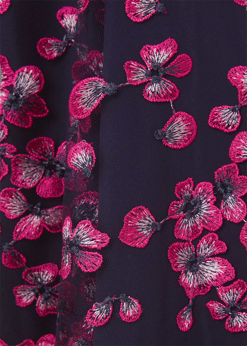 Hobbs Tia Floral Embroidered Dress Navy Pink Size 4
