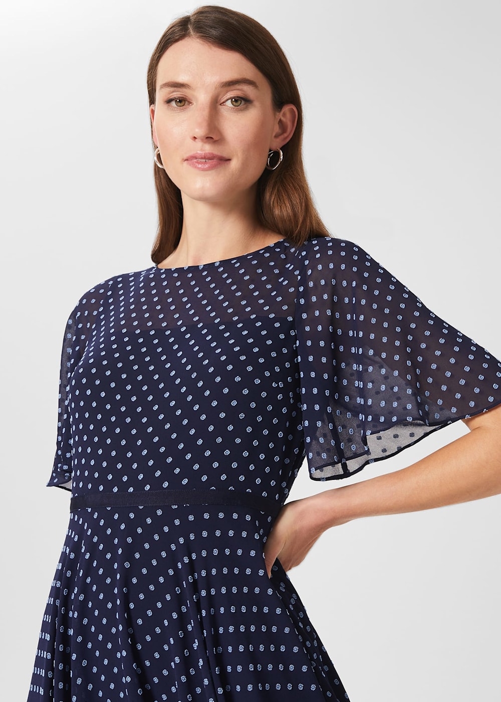 Eleanor Spot Fit And Flare Dress Hobbs UK