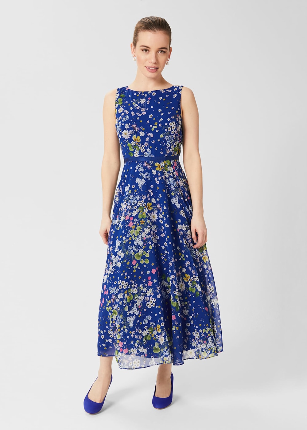 Petite Carly Floral Midi Dress Hobbs UK