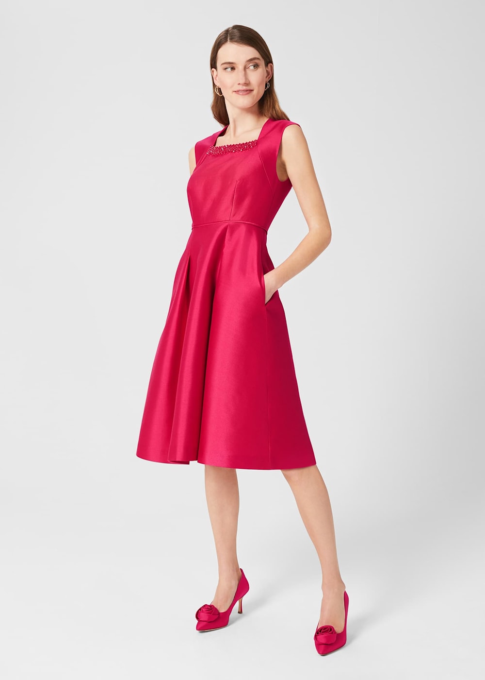 Silk fit and flare dress top