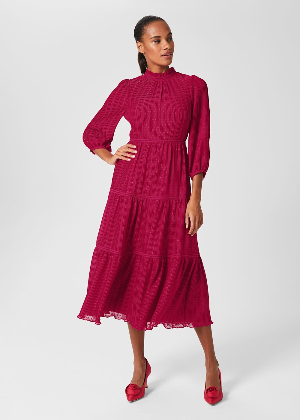 Tiered fit and flare dress outlet