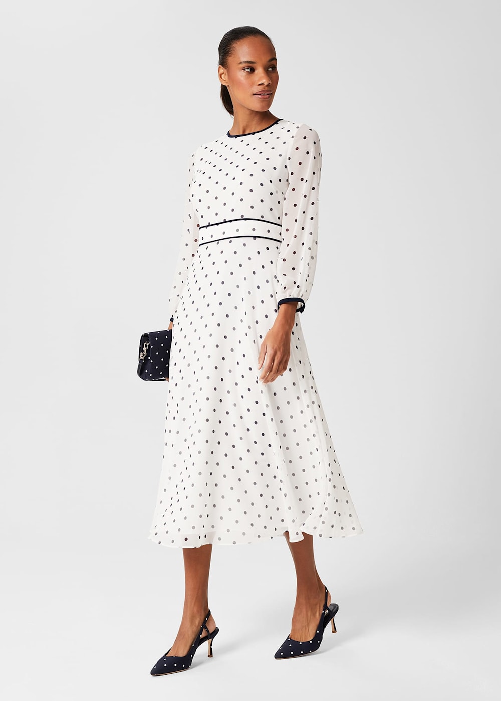 Hobbs polka dot dress outlet
