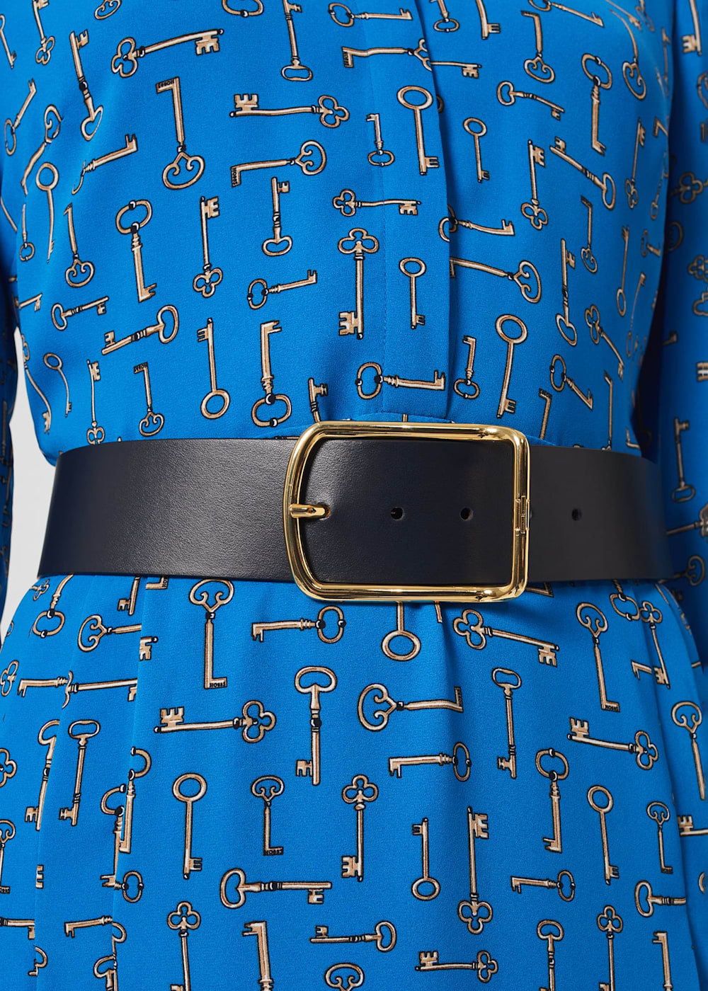 Navy blue wide belt top