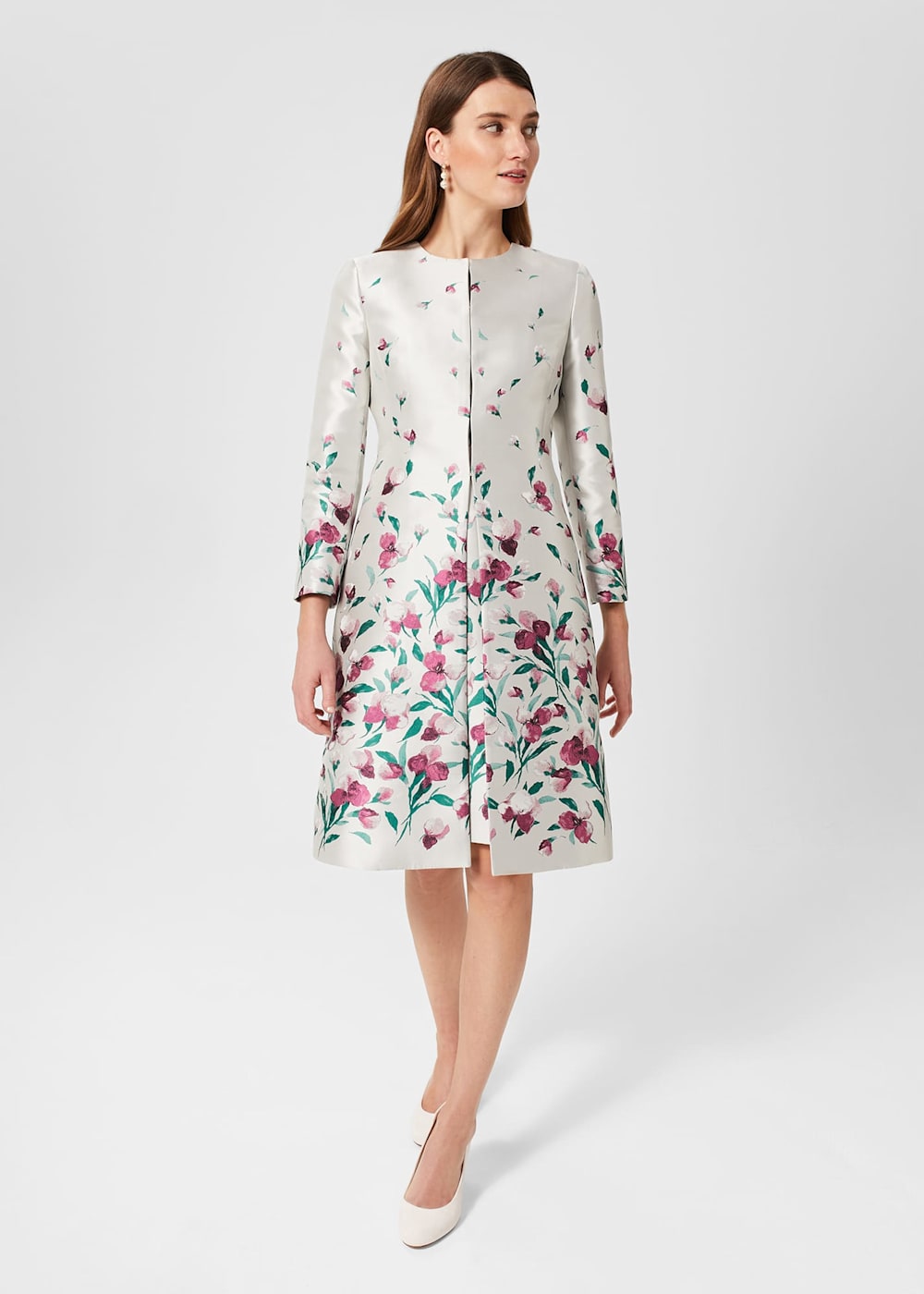 Gwen Floral Jacquard Coat Hobbs UK