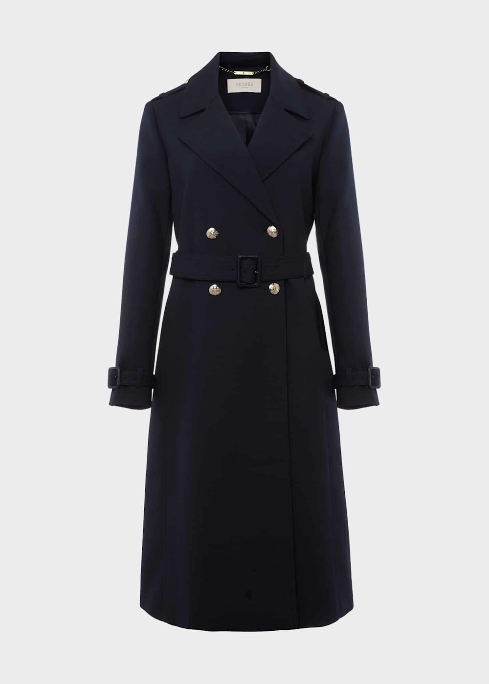 Hobbs navy trench coat outlet