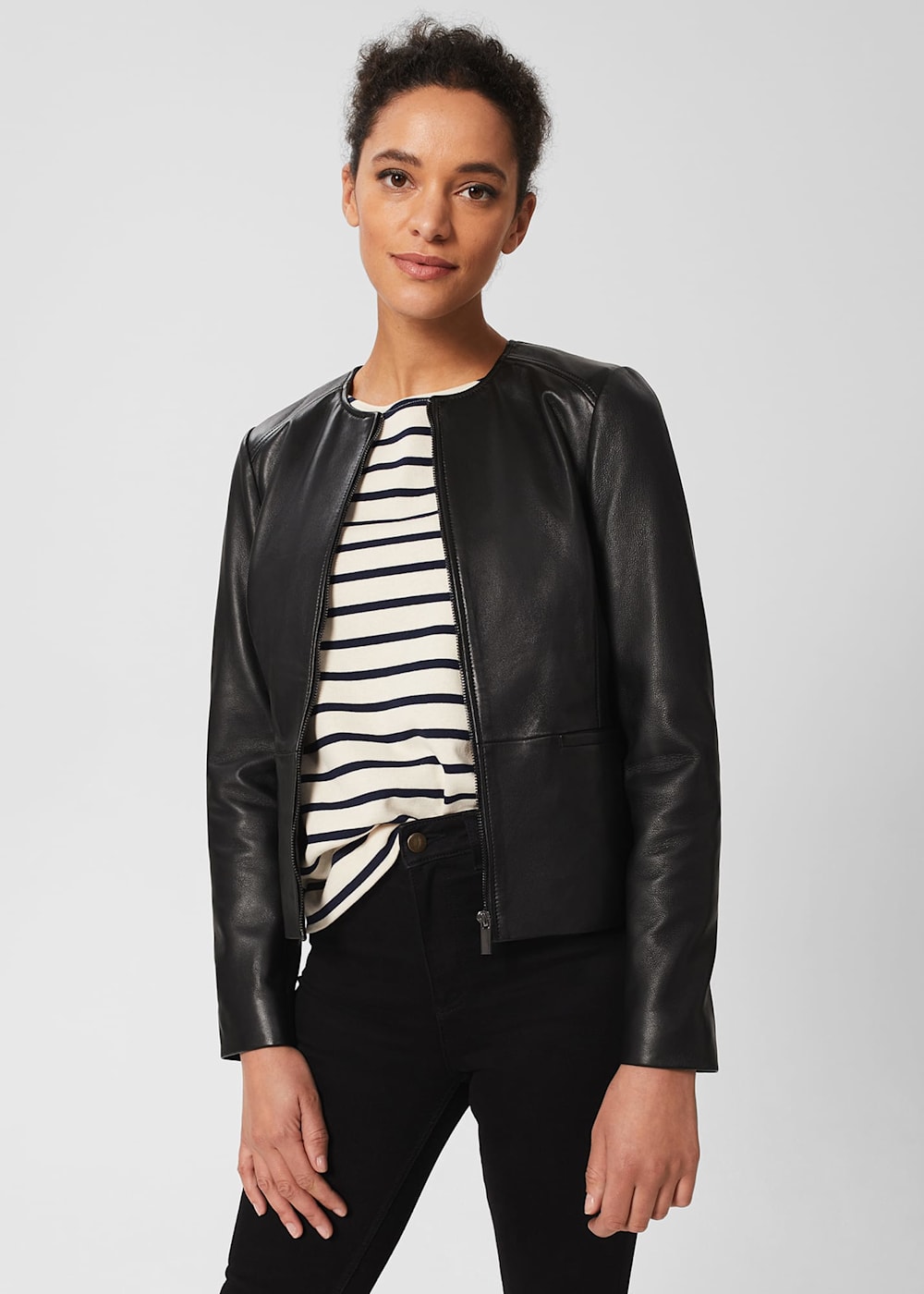 Hobbs black leather jacket shop