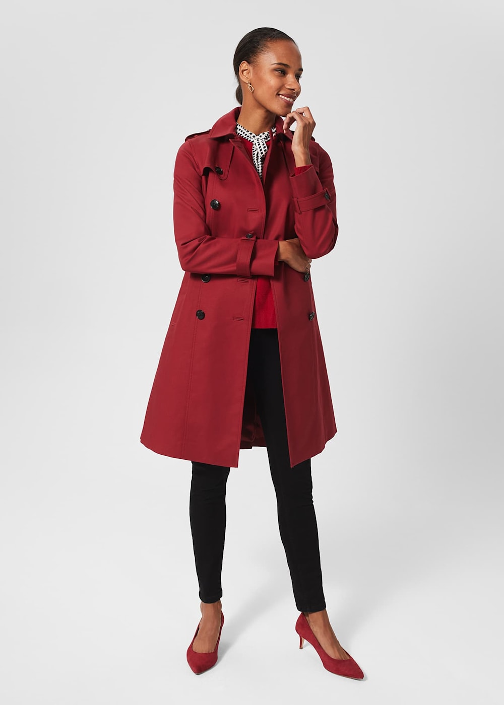 Hobbs navy trench coat sales