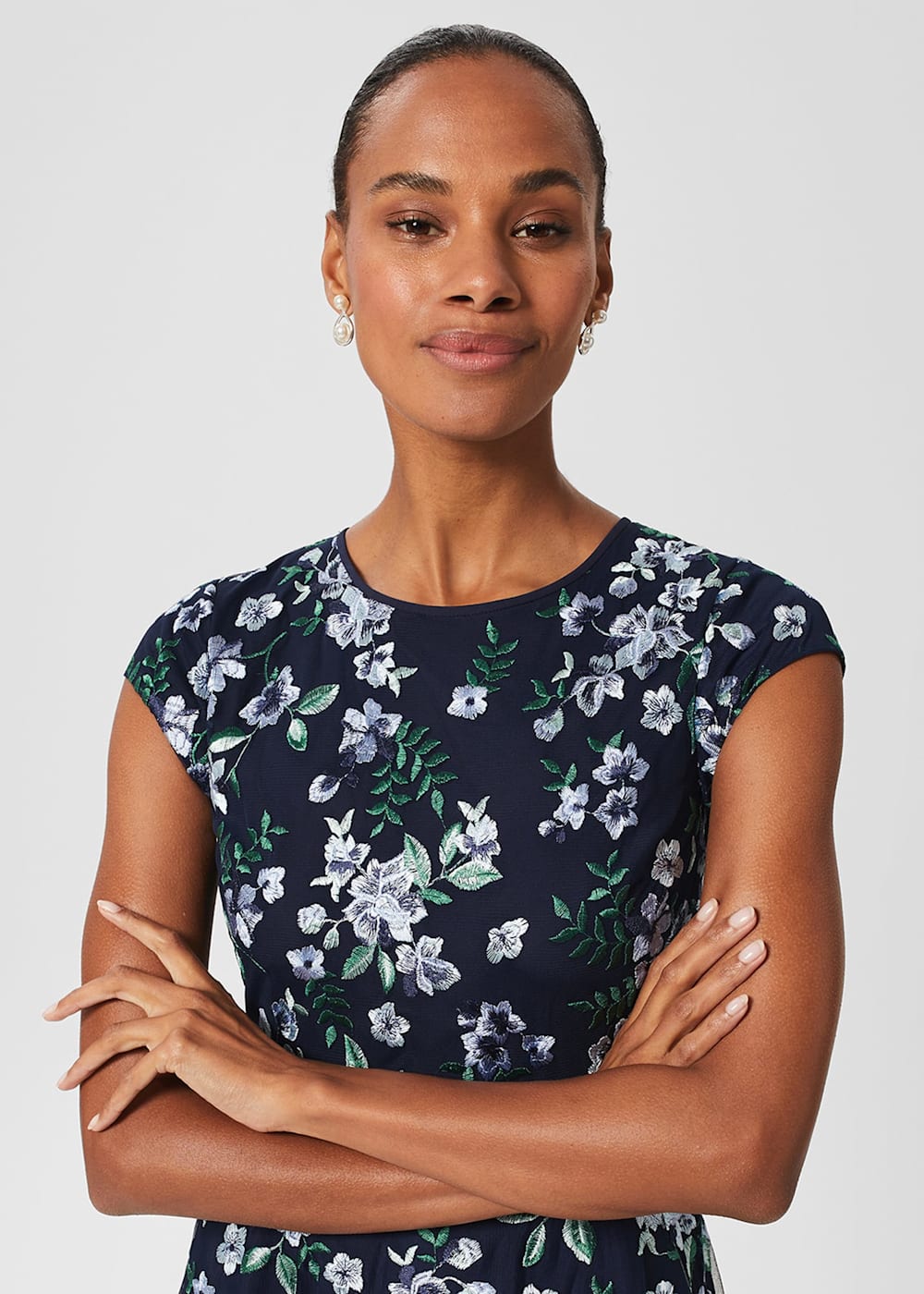 Tia Embroidered Floral Dress Hobbs UK