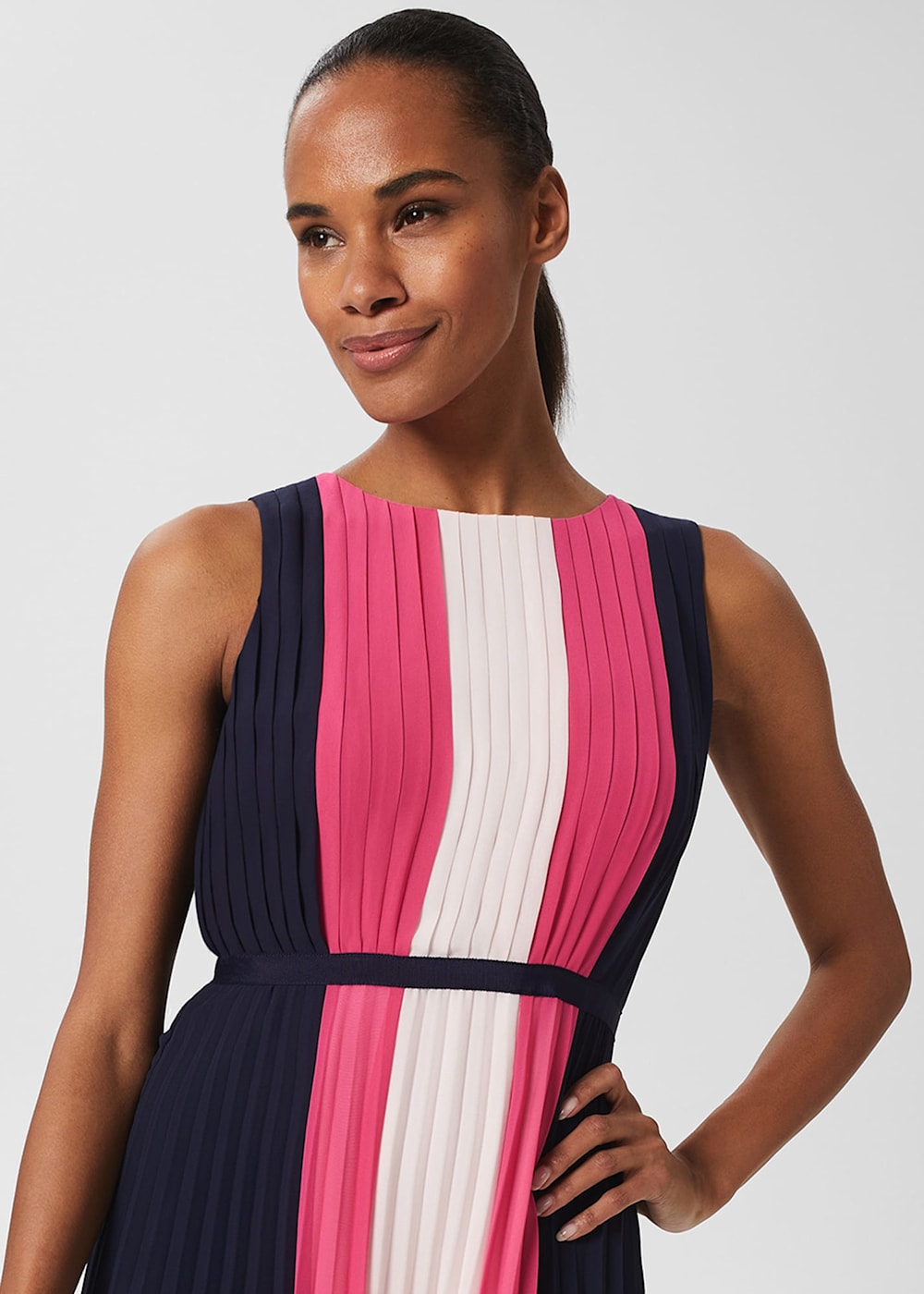 Claudia Pleated Fit And Flare Dress Hobbs UK