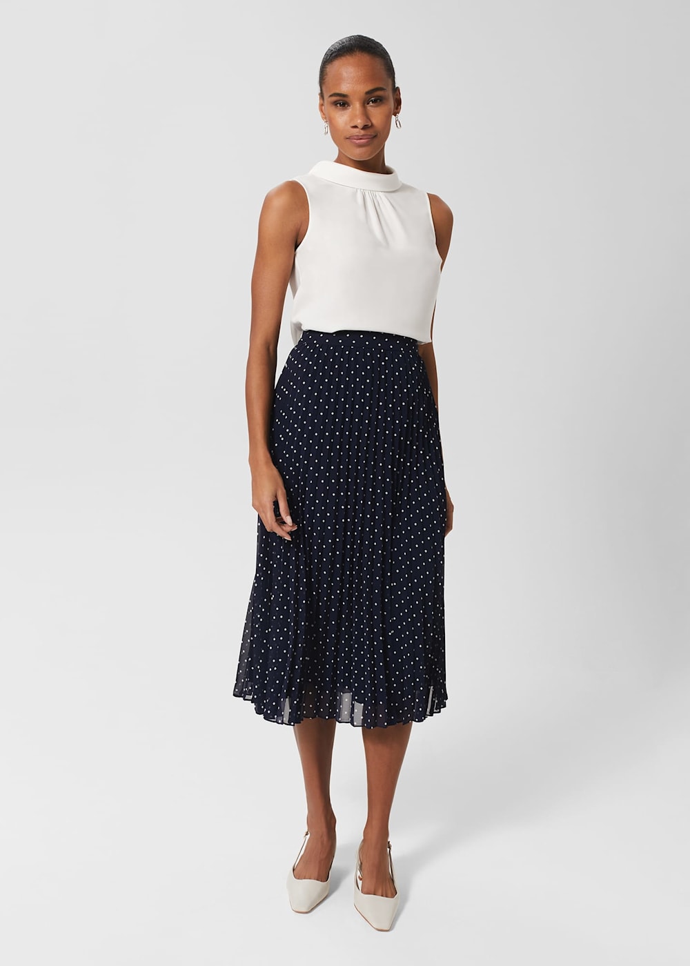 Losie Pleated Midi Skirt Hobbs UK