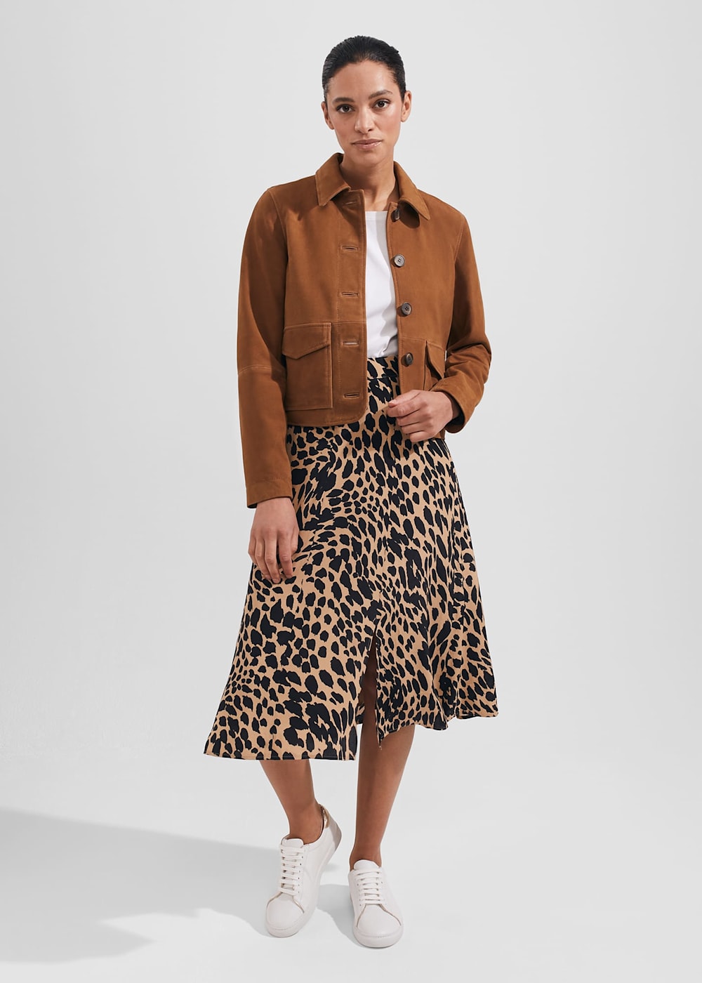 Hobbs leopard print skirt discount