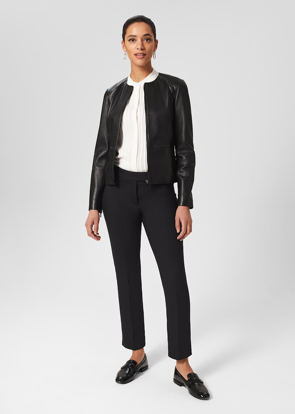 Hobbs black leather jacket outlet