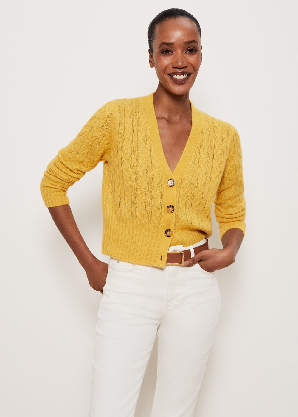 Cable cardigan top