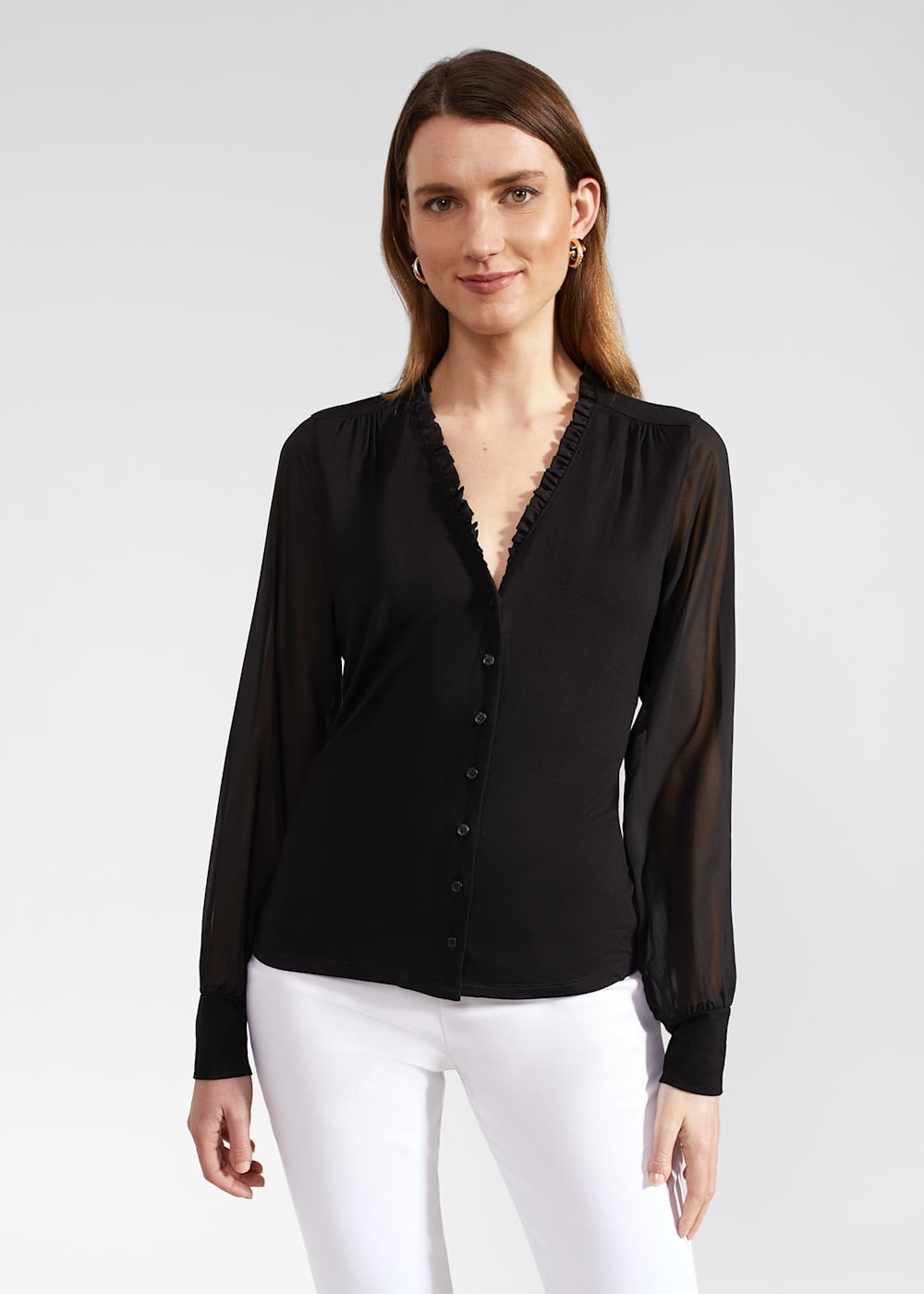 Dhalia Frill Blouse In Black | Bardot