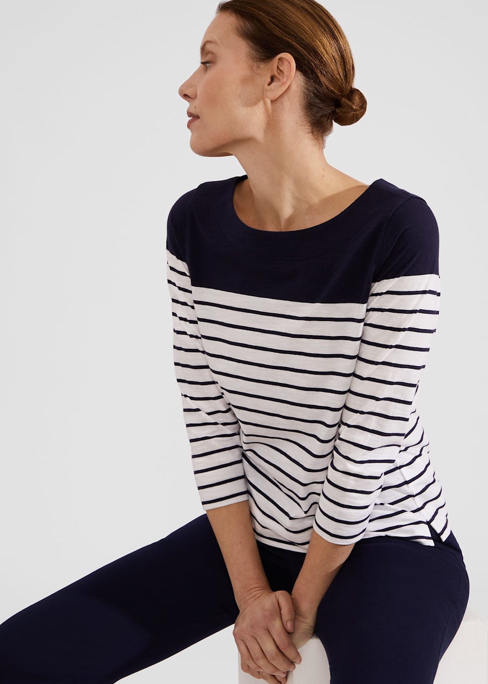 Hobbs Avia Cotton Slub Striped T-Shirt