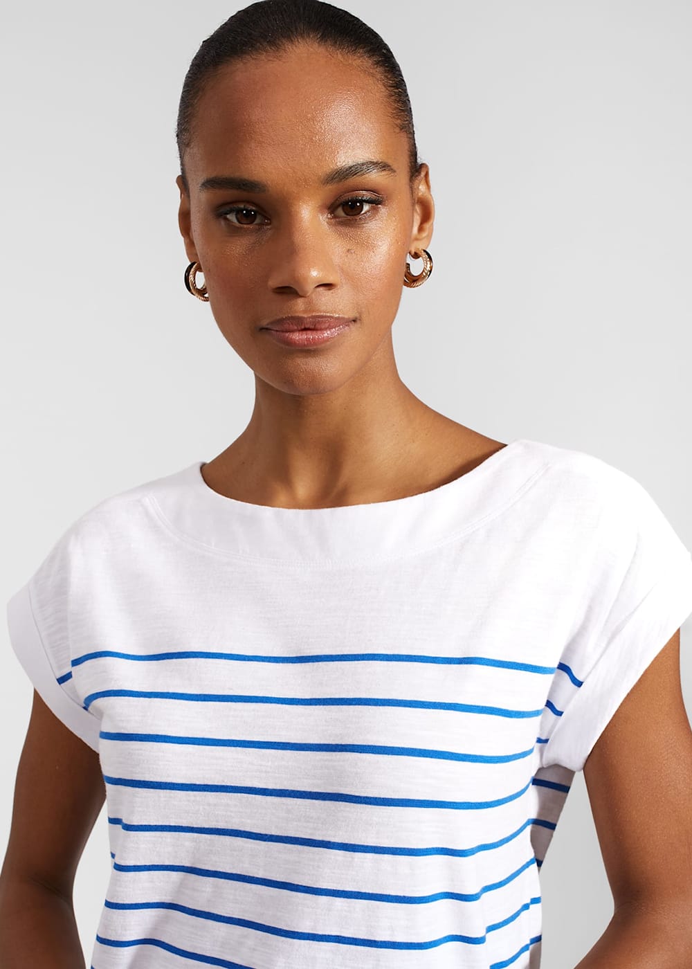 Hobbs Alycia Cotton Slub Stripe T-Shirt Hobbs Alycia Cotton Slub Stripe T-Shirt