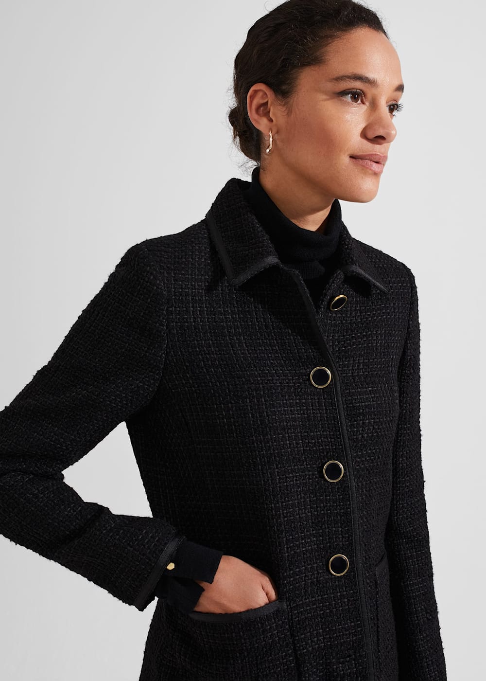 Tweed black coat new arrivals