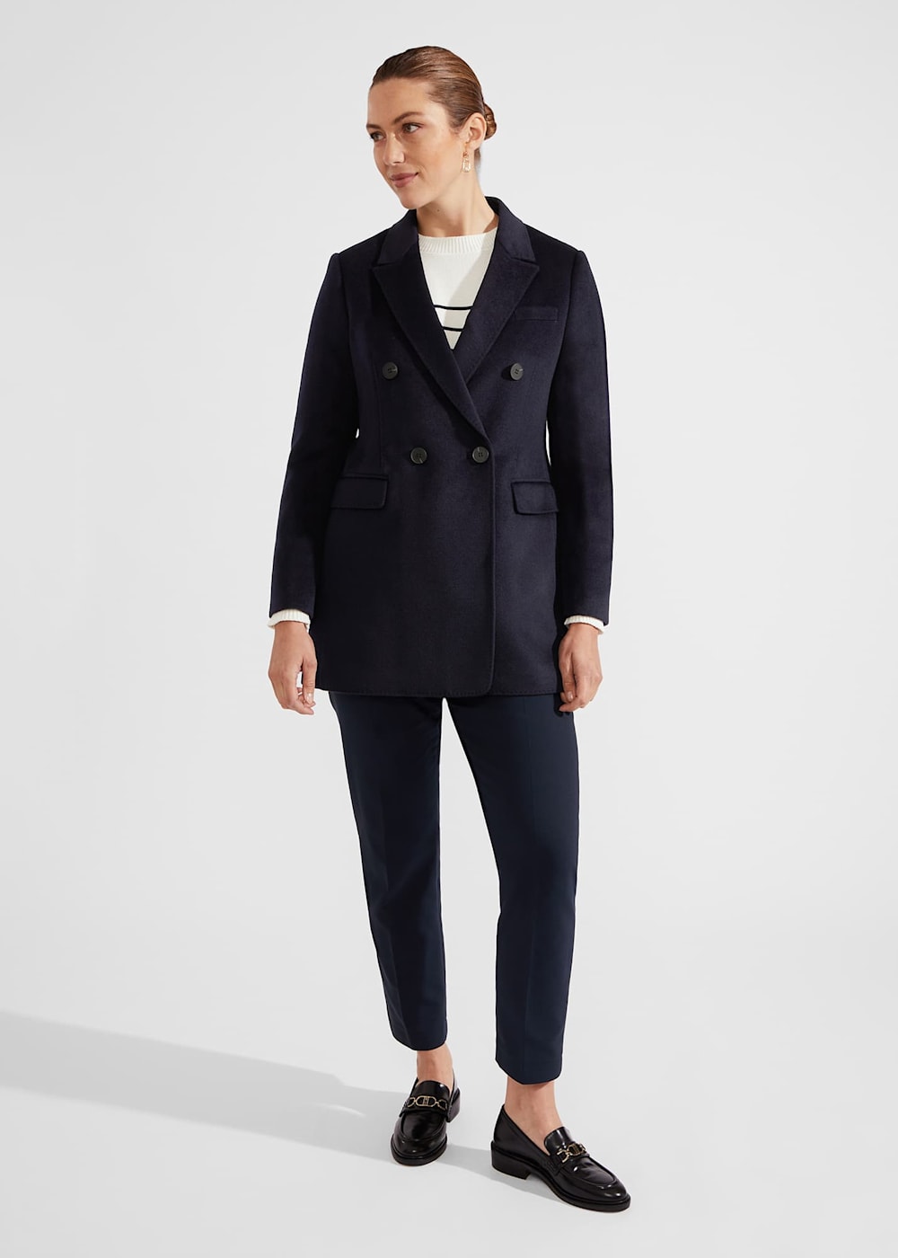 Hobbs navy wool coat top