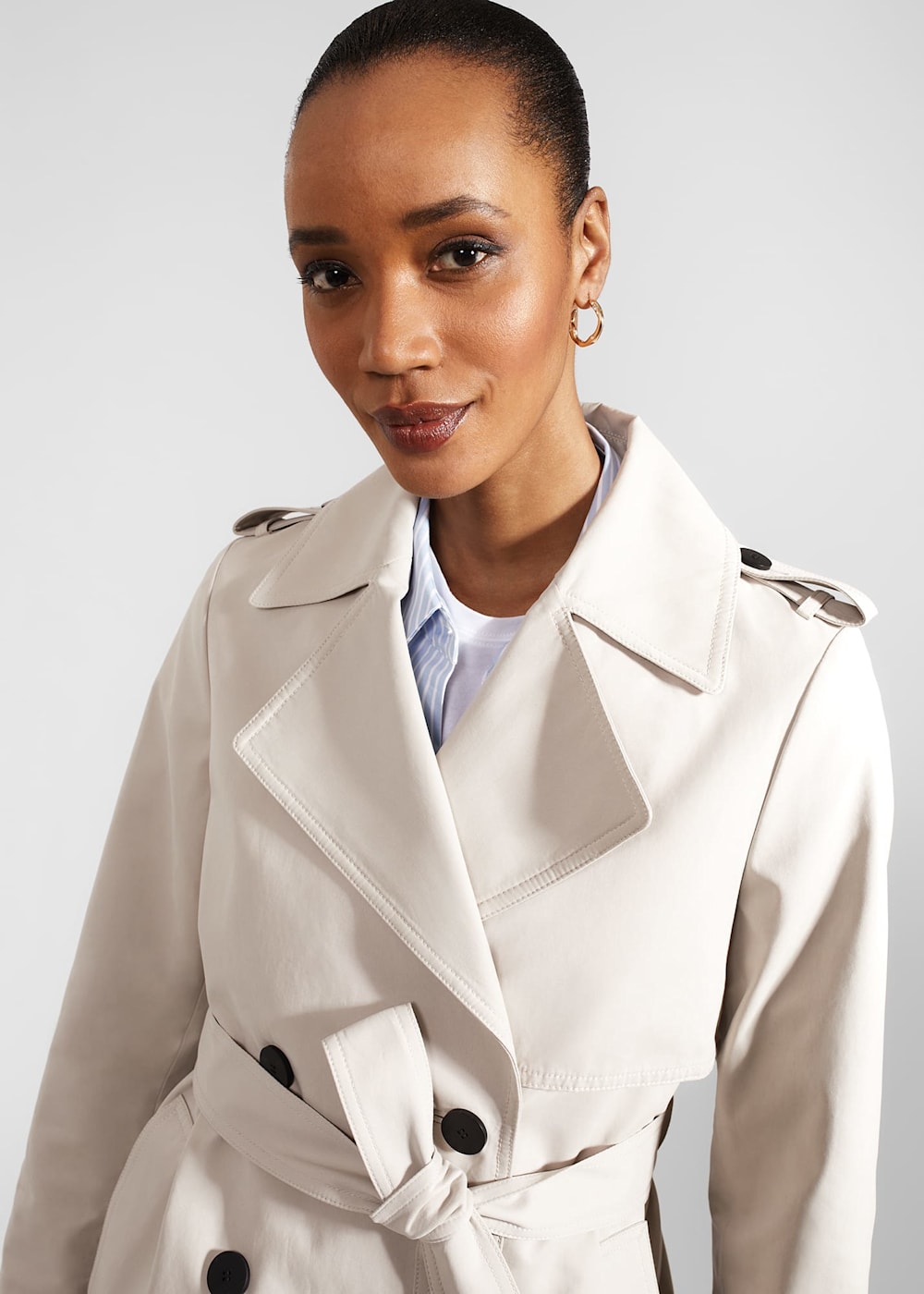 Grey short trench coat top