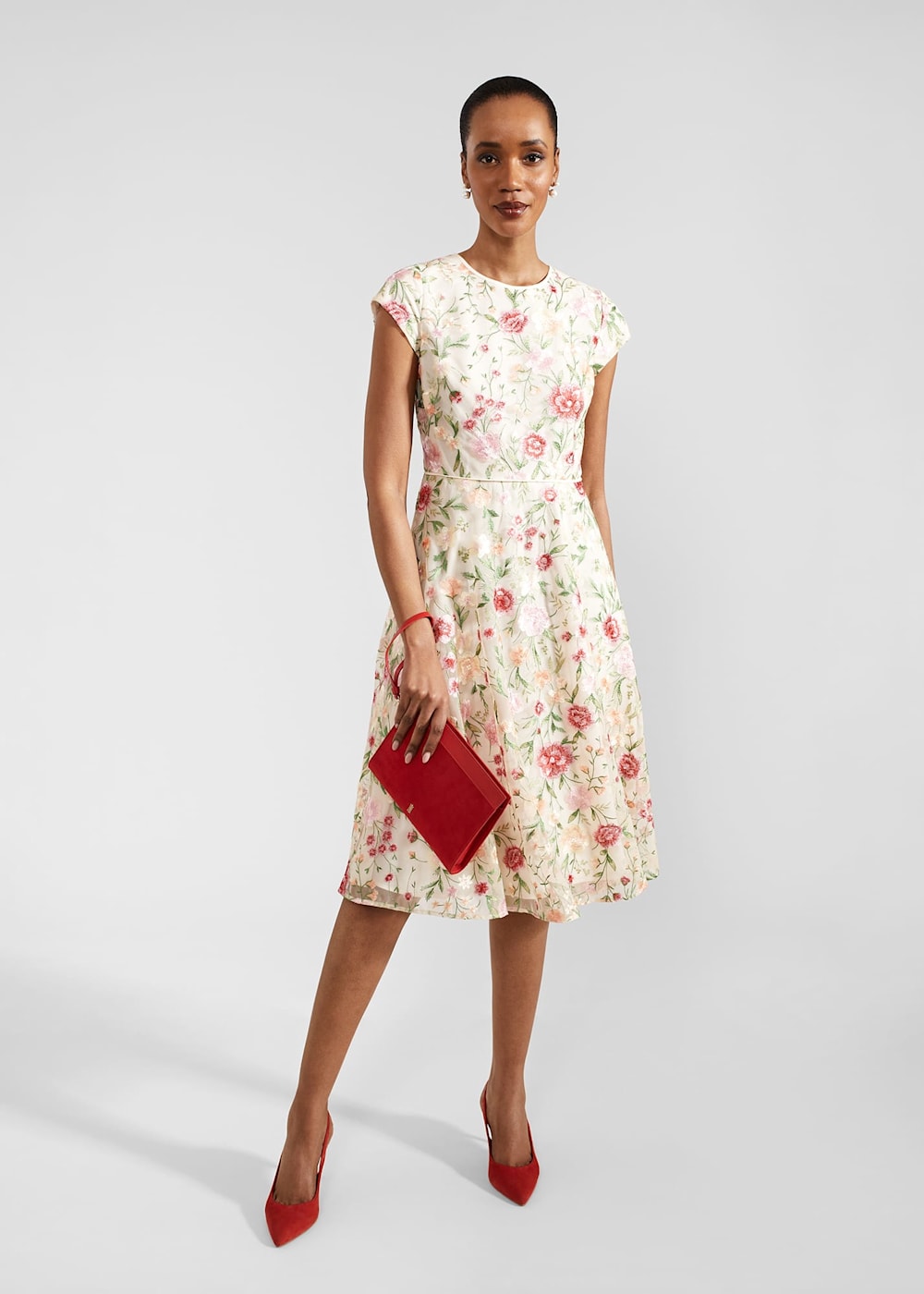 Petite Tia Embroidered Dress | Hobbs US |