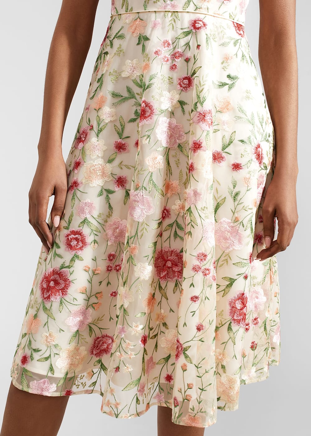 MissJophiel V Neck Floral Embroidery Midi Black Dress with