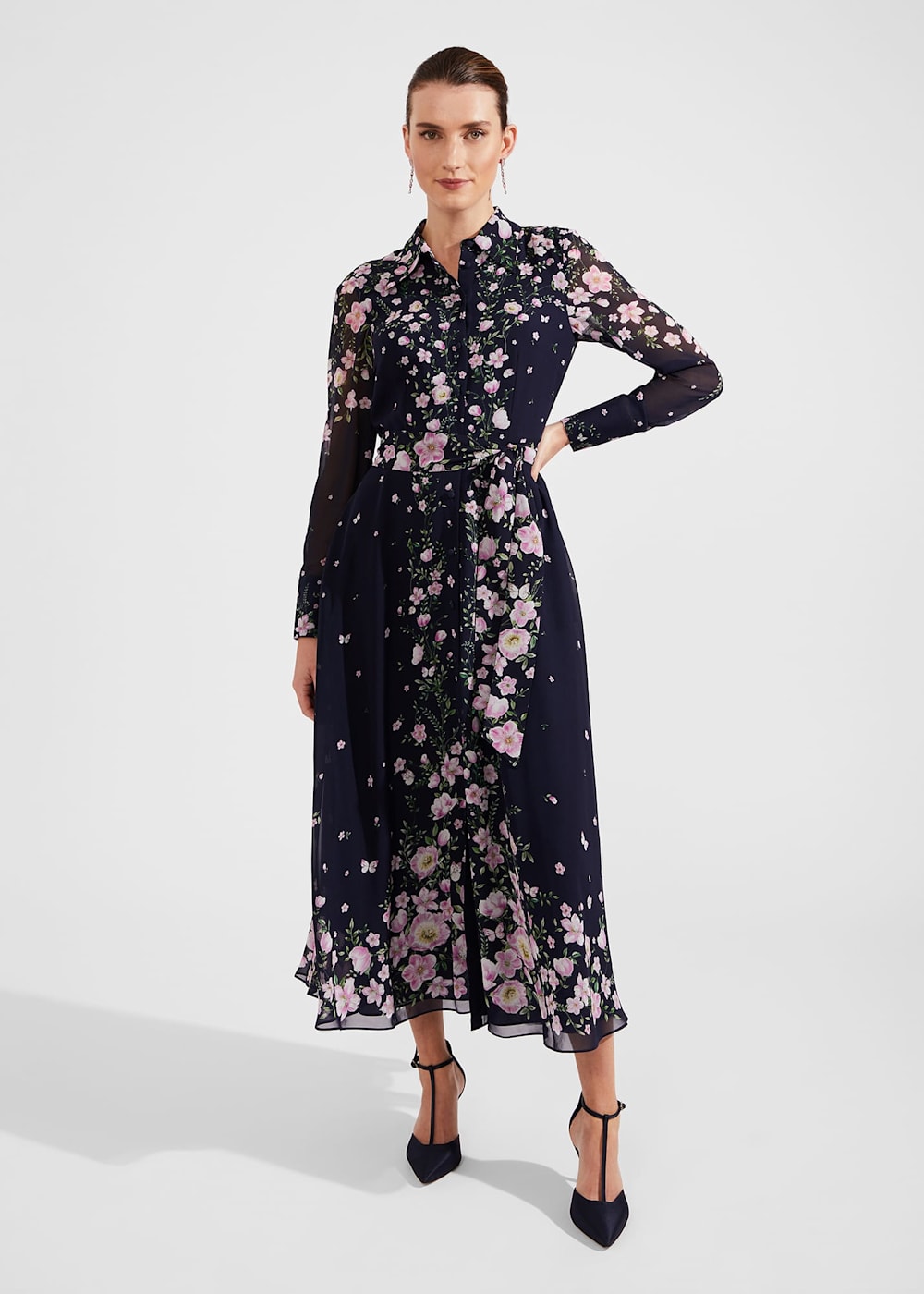 Juliet Floral Silk Dress Hobbs AU
