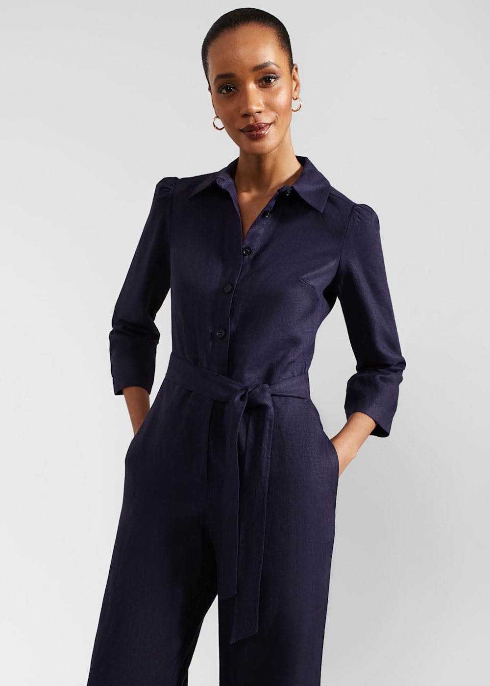 Petite Ceira Linen Jumpsuit Hobbs UK