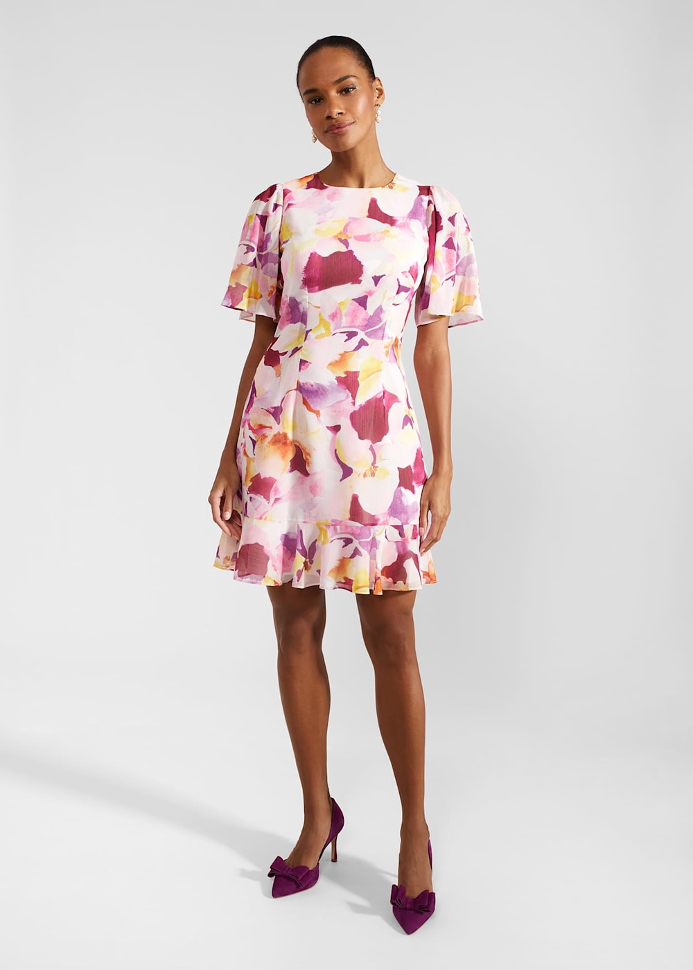 Iona Frill Hem Dress Hobbs UK