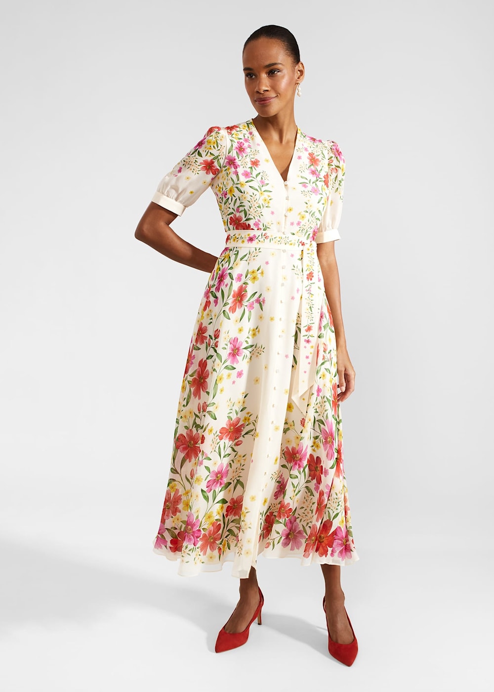 Aurelia Floral Silk Dress Hobbs UK
