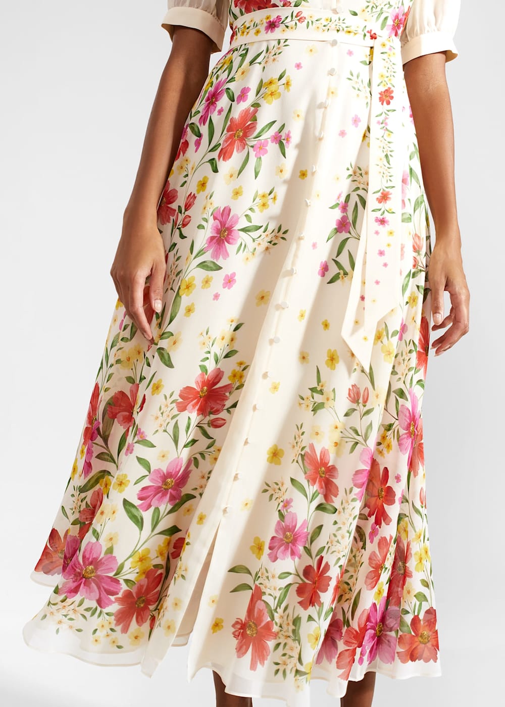 Aurelia Floral Silk Dress Hobbs UK