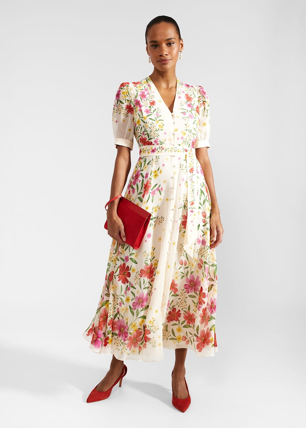 Aurelia Floral Silk Dress Hobbs UK