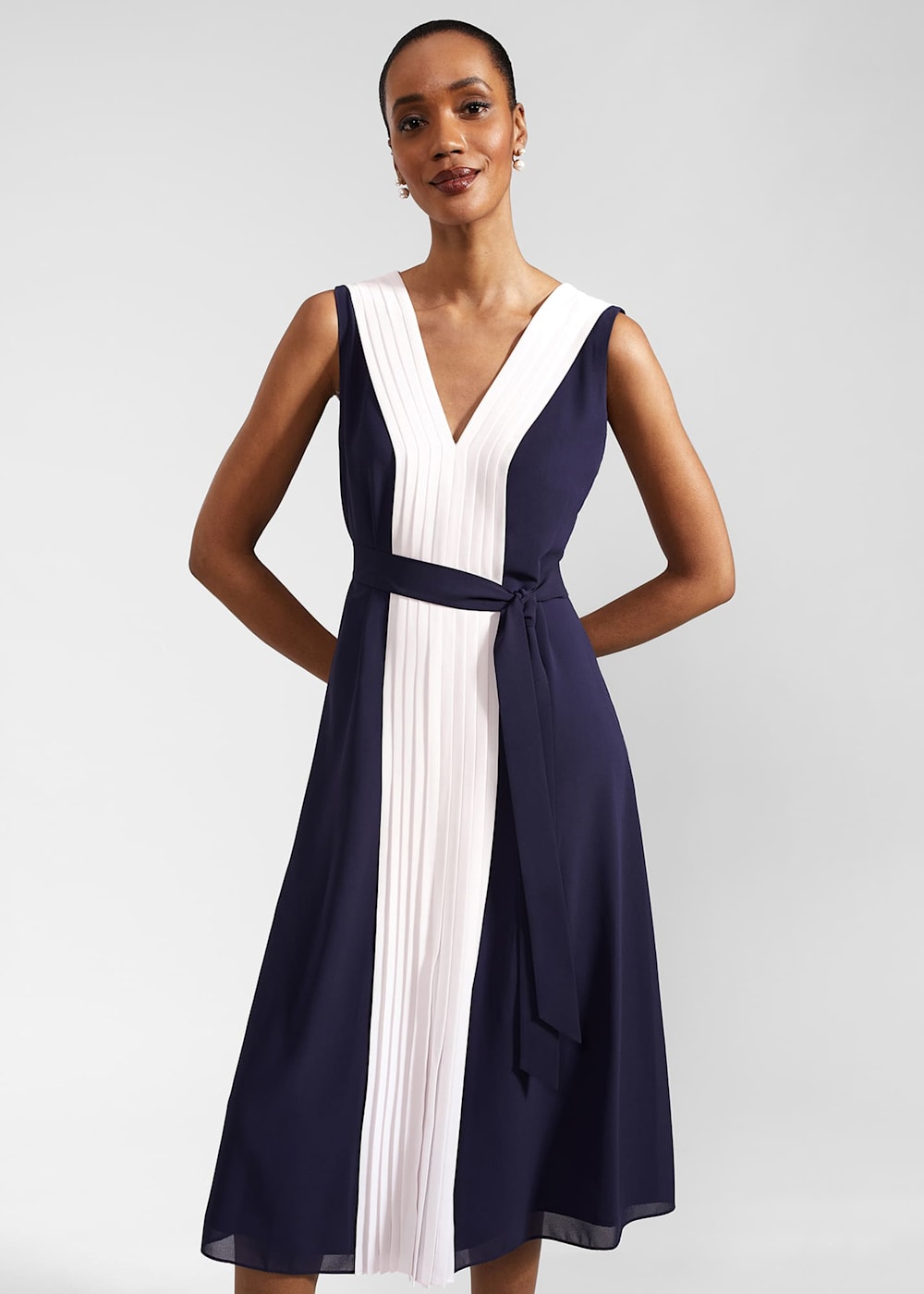 Lila Pleated Midi Dress Hobbs US