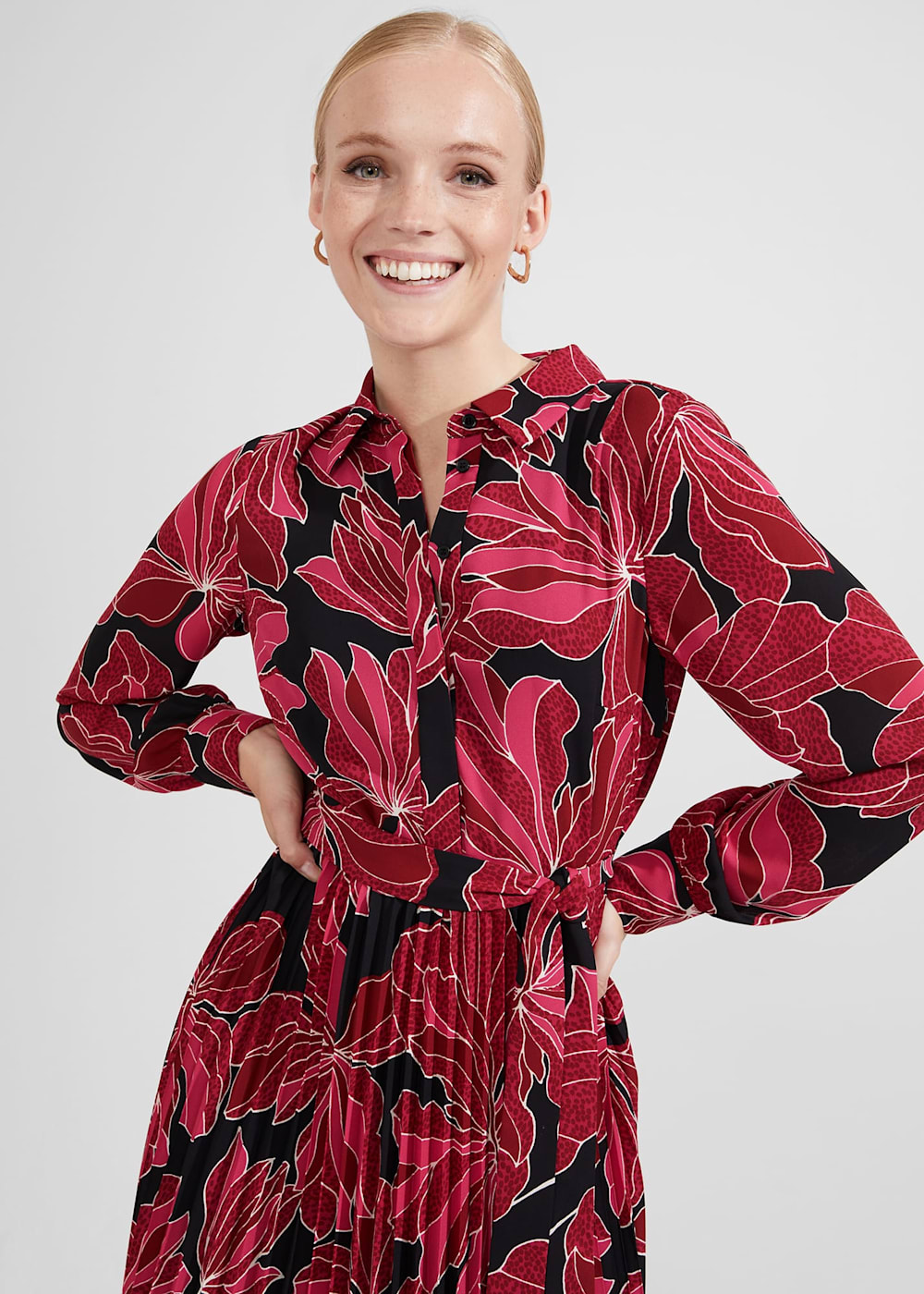 Hobbs black and pink dress clearance