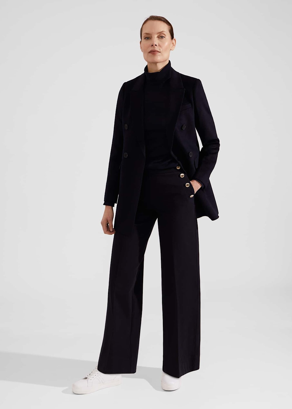 Hana Wide Leg Cotton Blend Pants | Hobbs US |