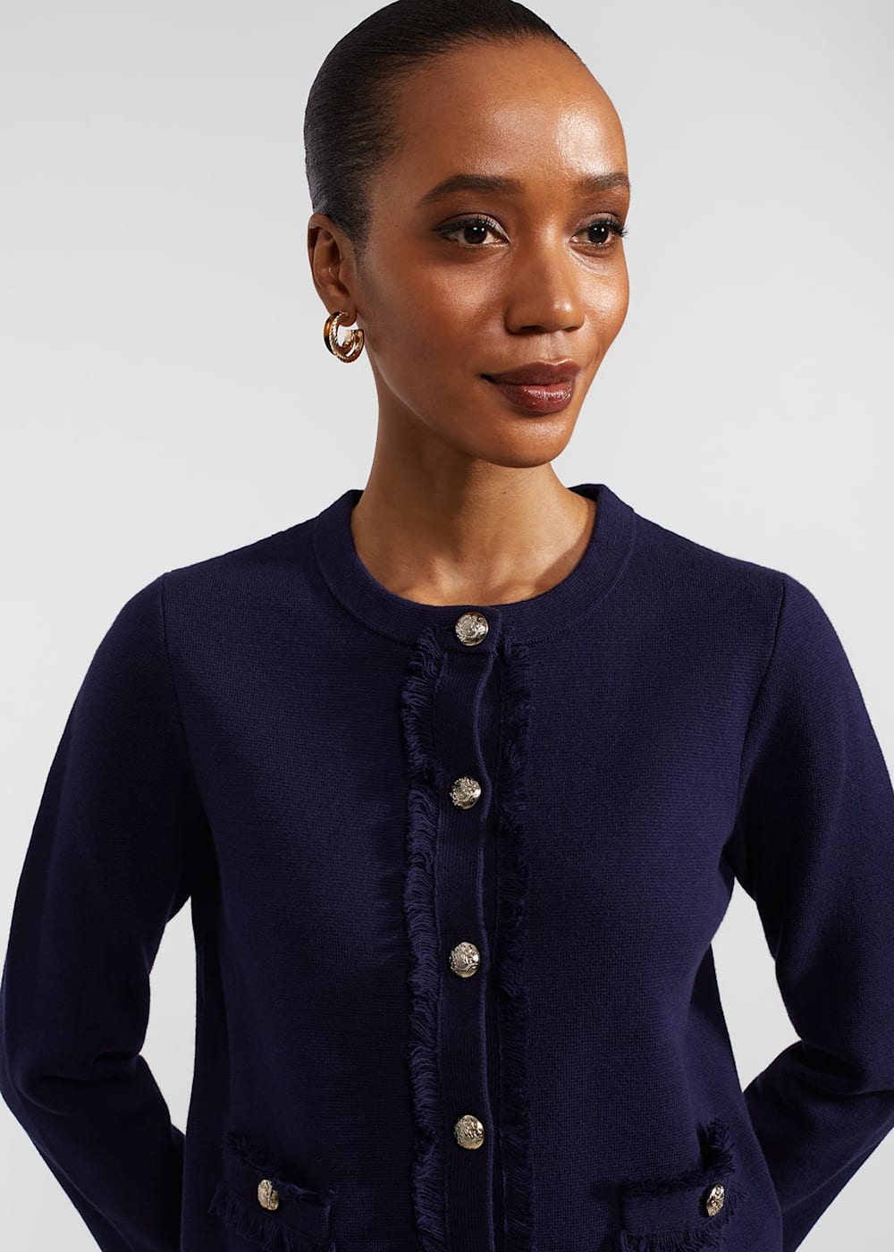 Sairey Cotton Wool Knitted Jacket | Hobbs US | Sairey Cotton Wool Knitted Jacket | Hobbs US |