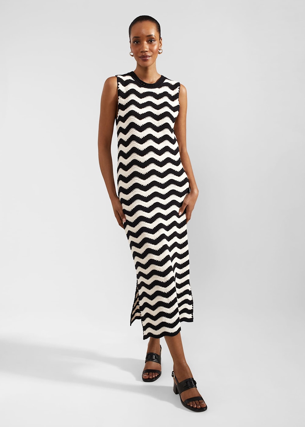Lyon Cotton Textured Knitted Dress Hobbs UK