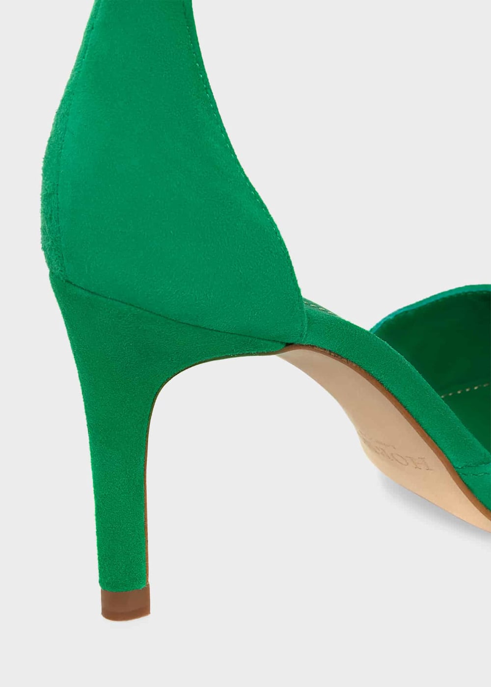 Green suede court shoes top