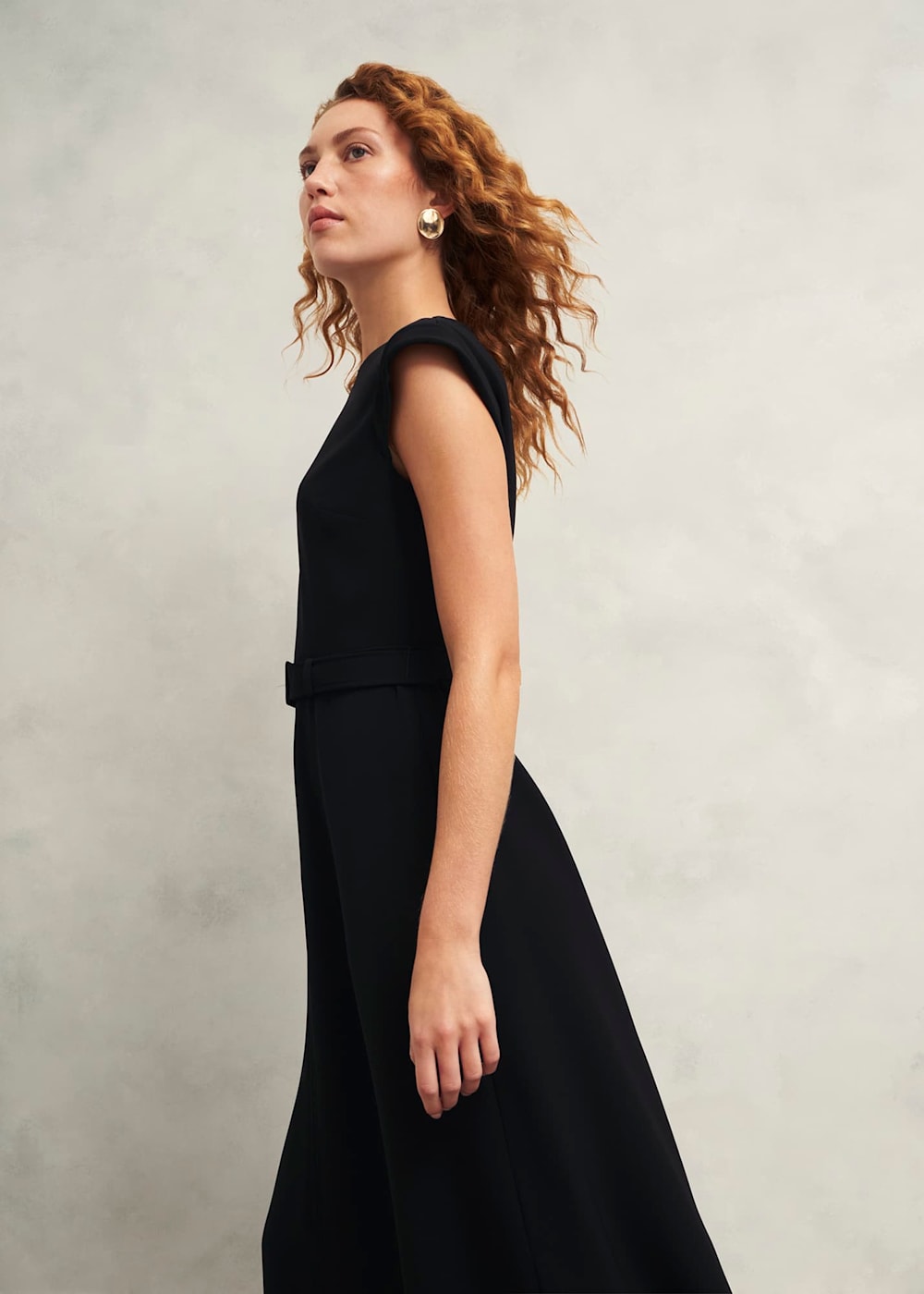 Black belted dress deals