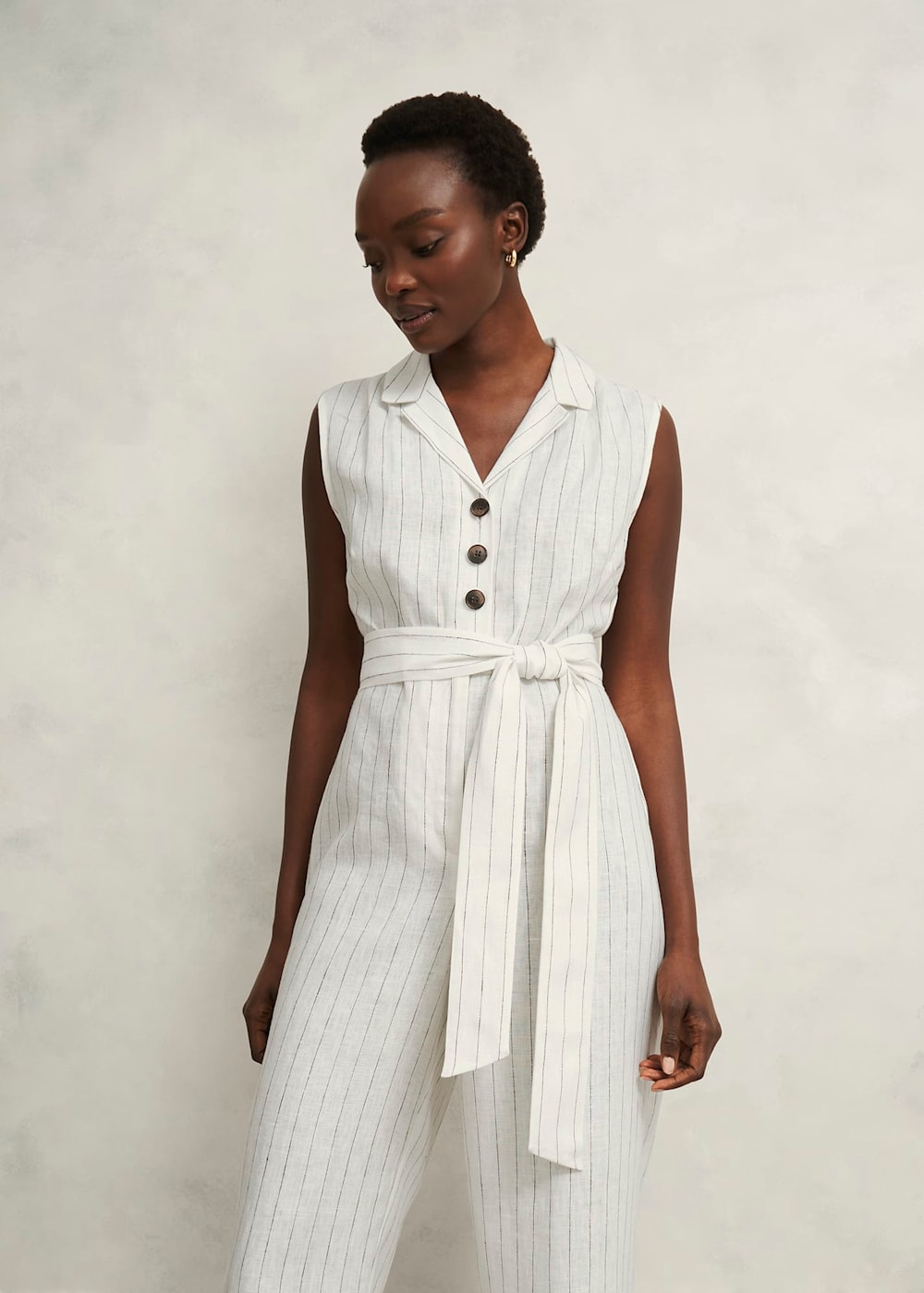 Midi pink linen summer dress women 5734