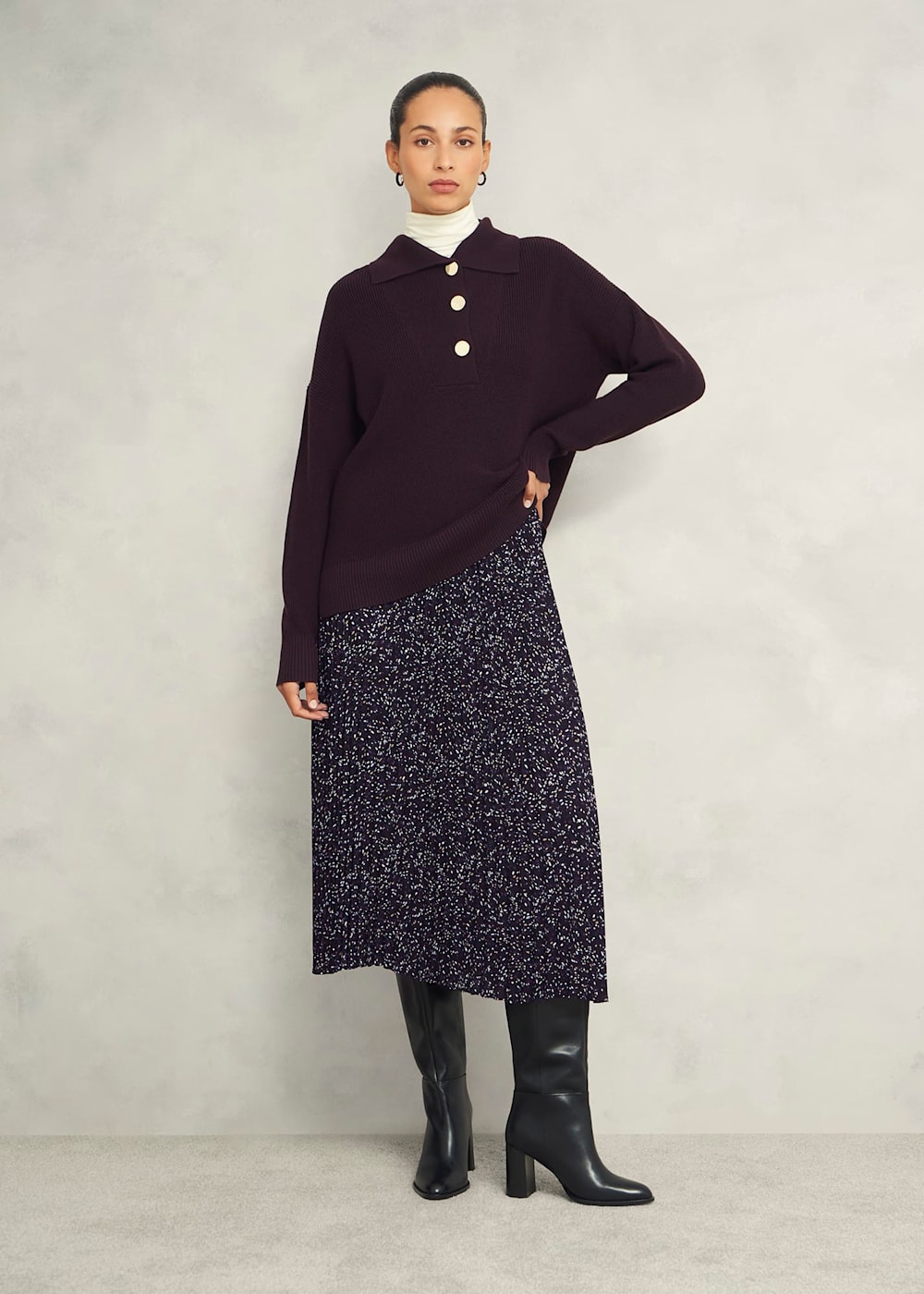 Pleated midi skirt hobbs top