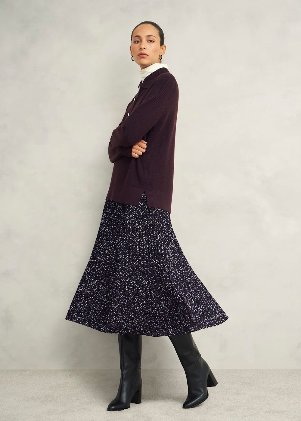 Pleated midi skirt hobbs top