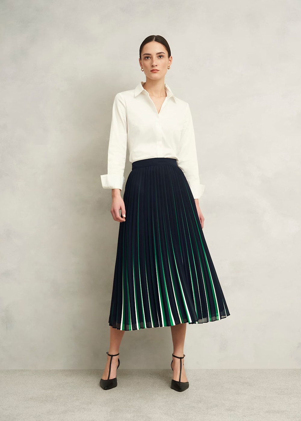 Riu Bicolor line pleats イージー short skirt