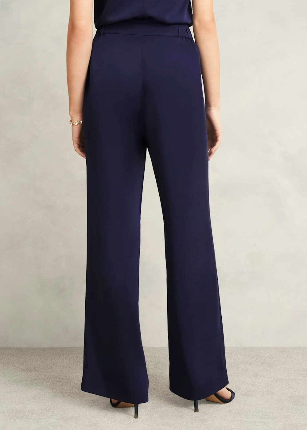 Taupe Straight Leg Pants in Circular Wool Flannel