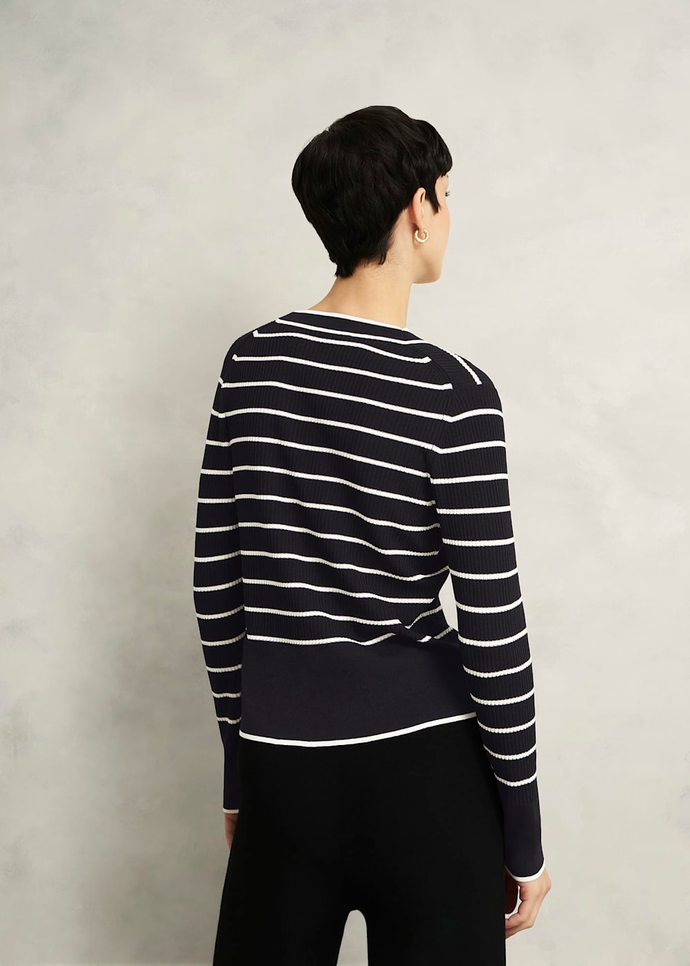 Navy Belmont Striped Knitted V Neck Cardigan | Hobbs US |