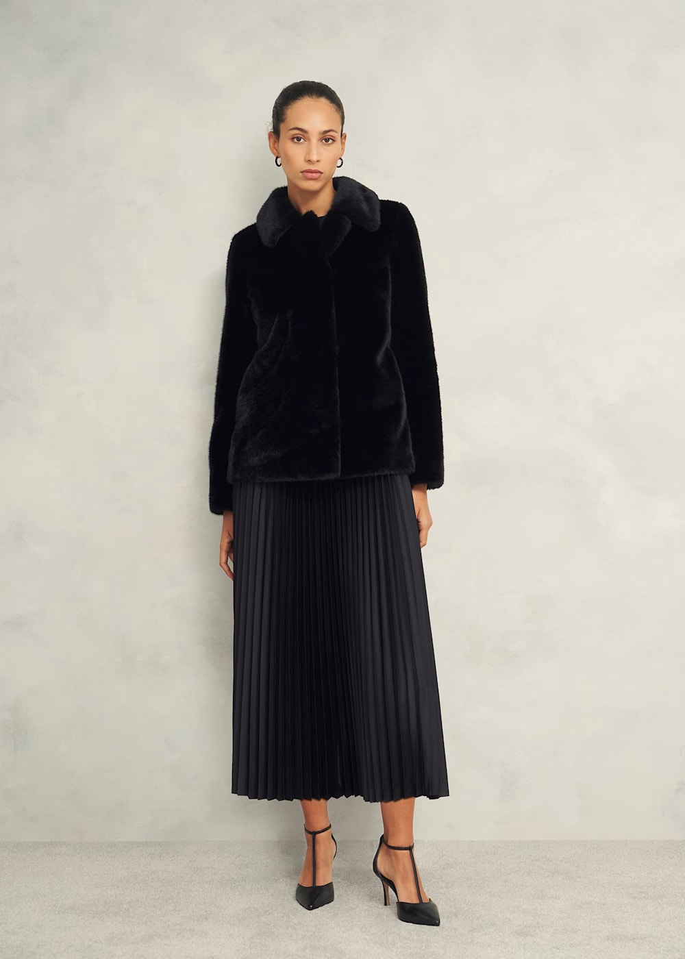 Lucinda Satin Pleated Knitted Dress Hobbs UK