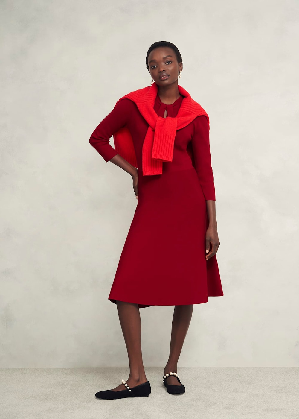 Hobbs Petite Effie Knitted Dress True Red Size 8