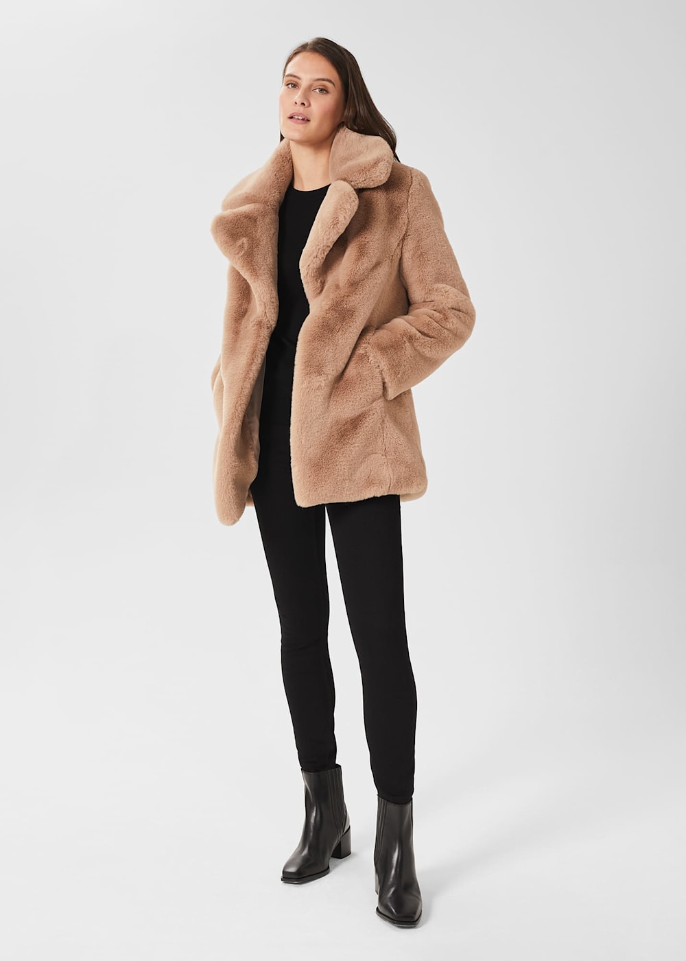 Neutral faux fur jacket on sale